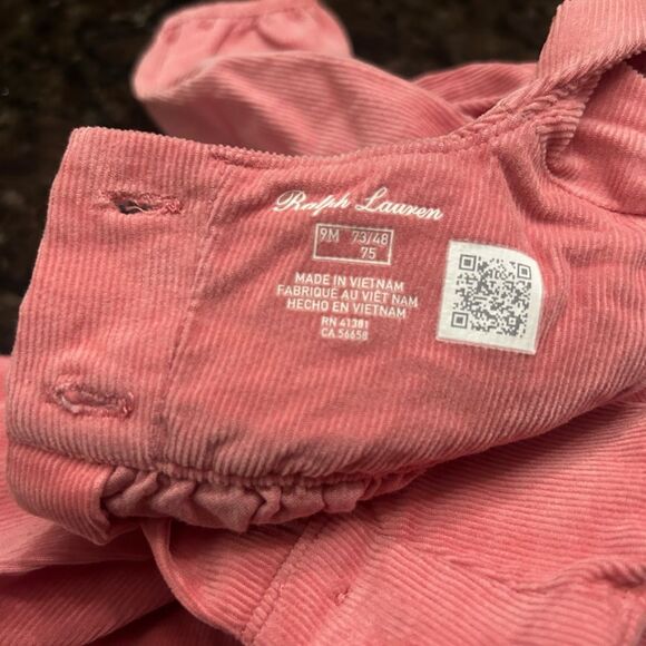 Ralph Lauren Polo Ruffled Cotton Coduroy Pink Dresss - Picture 3 of 5